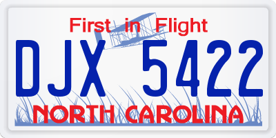 NC license plate DJX5422