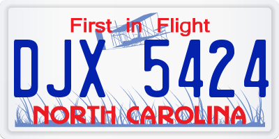 NC license plate DJX5424