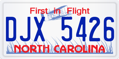 NC license plate DJX5426