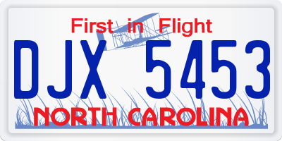 NC license plate DJX5453