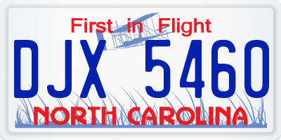 NC license plate DJX5460