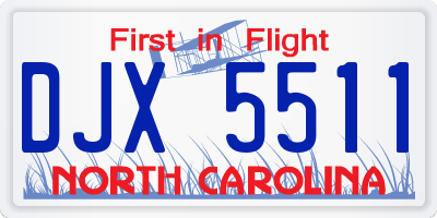 NC license plate DJX5511