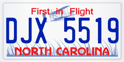 NC license plate DJX5519