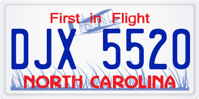 NC license plate DJX5520