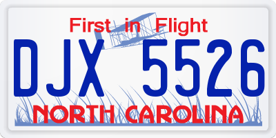 NC license plate DJX5526