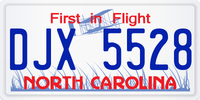 NC license plate DJX5528