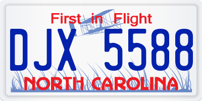 NC license plate DJX5588