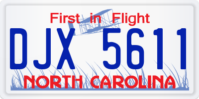 NC license plate DJX5611