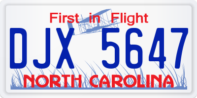 NC license plate DJX5647