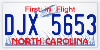 NC license plate DJX5653