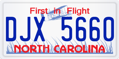 NC license plate DJX5660