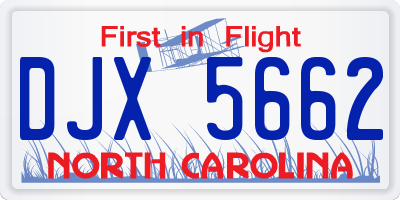 NC license plate DJX5662