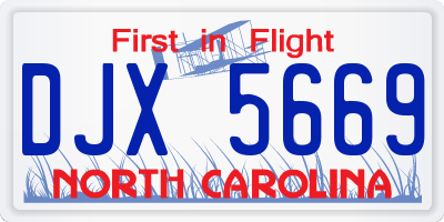 NC license plate DJX5669