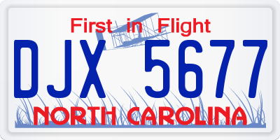 NC license plate DJX5677