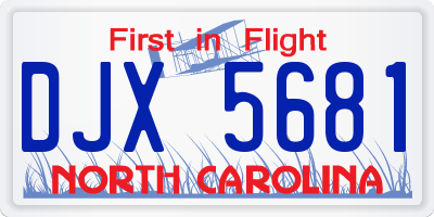 NC license plate DJX5681