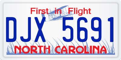NC license plate DJX5691