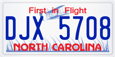 NC license plate DJX5708