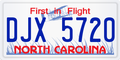 NC license plate DJX5720