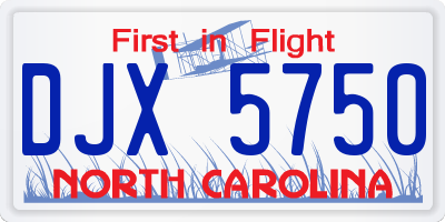 NC license plate DJX5750