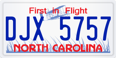 NC license plate DJX5757