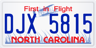 NC license plate DJX5815