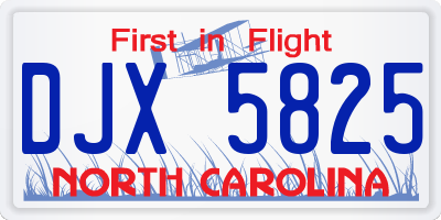 NC license plate DJX5825