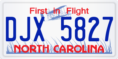 NC license plate DJX5827