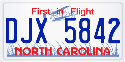 NC license plate DJX5842