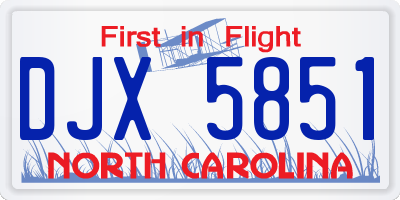 NC license plate DJX5851