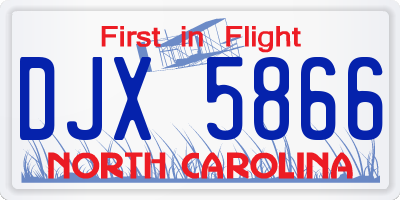 NC license plate DJX5866