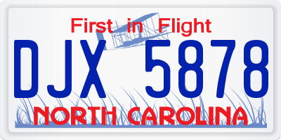 NC license plate DJX5878