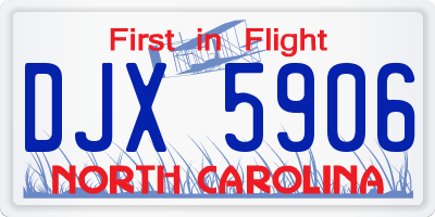 NC license plate DJX5906