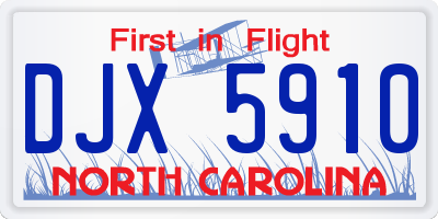 NC license plate DJX5910