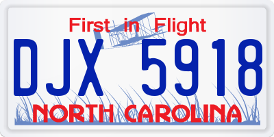 NC license plate DJX5918