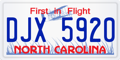 NC license plate DJX5920