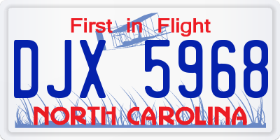 NC license plate DJX5968