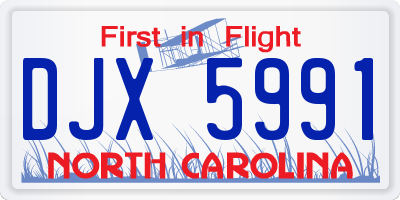 NC license plate DJX5991