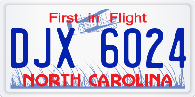 NC license plate DJX6024
