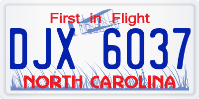 NC license plate DJX6037