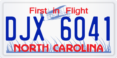 NC license plate DJX6041