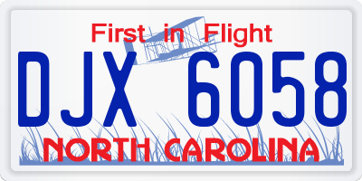 NC license plate DJX6058