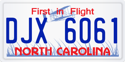 NC license plate DJX6061