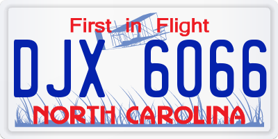 NC license plate DJX6066