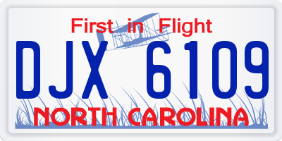 NC license plate DJX6109