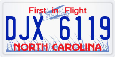 NC license plate DJX6119