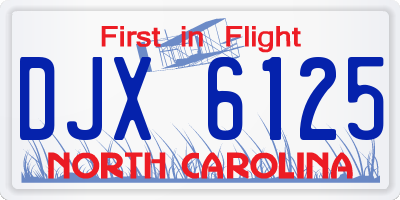 NC license plate DJX6125