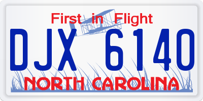NC license plate DJX6140