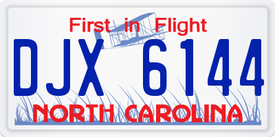 NC license plate DJX6144
