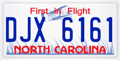 NC license plate DJX6161
