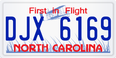 NC license plate DJX6169